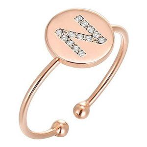 14K Gold Plated Initial N Letter Stackable Rings for Women | Fashion Rings
